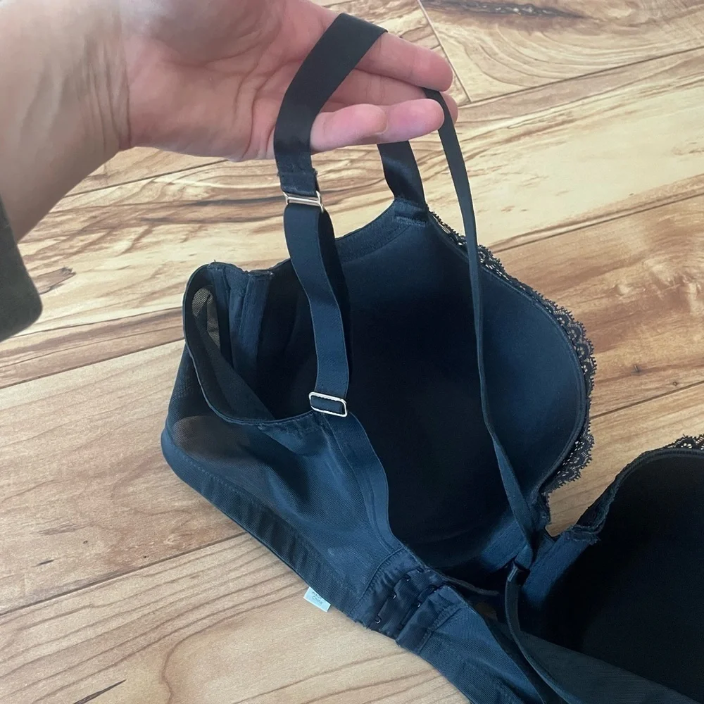 Cacique bra purple and black lace size 42DD boost balconette - Picture 5 of 11